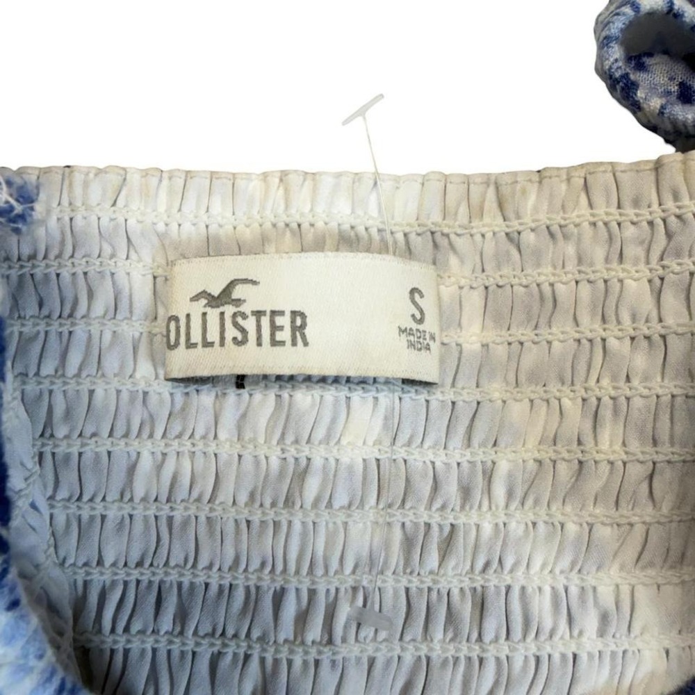 Hollister Smocked Floral Paisley Babydoll Tank Top Blue White Womens S - Picture 3 of 8